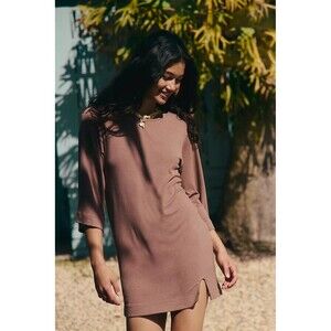 Free People Good Feels Tee Mini Dress Brownie Size XS